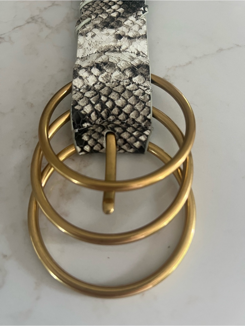 CAbi 4221 Serpent Belt Genuine Leather Snakeskin Triple Ring Buckle LG